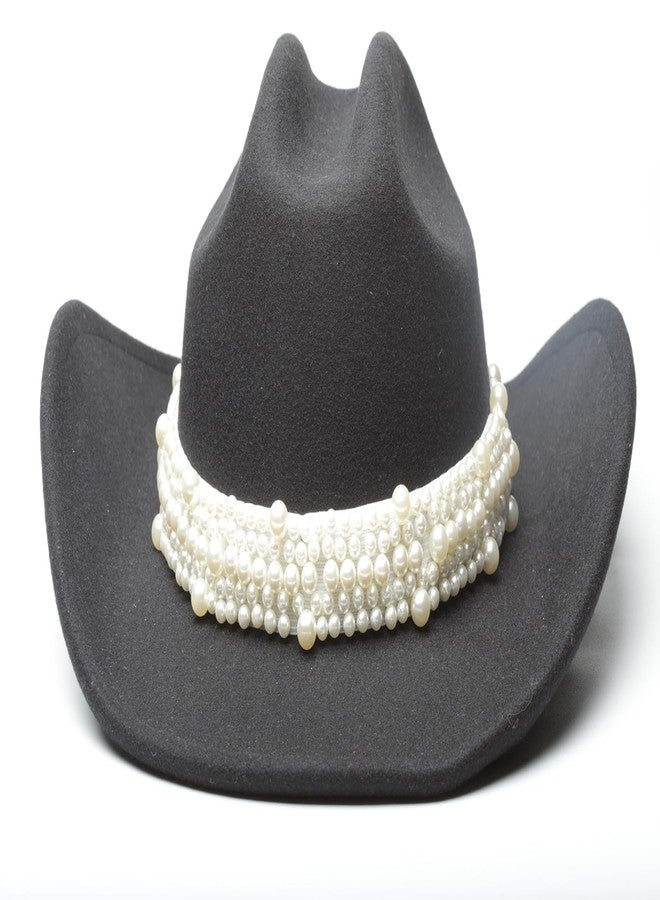 Wojgzon White Pearl Hat Bands for Women Fedora Panama Cowboy Hat - Elastics Cowgirl Hat Belts Hats Accessories - Image 4